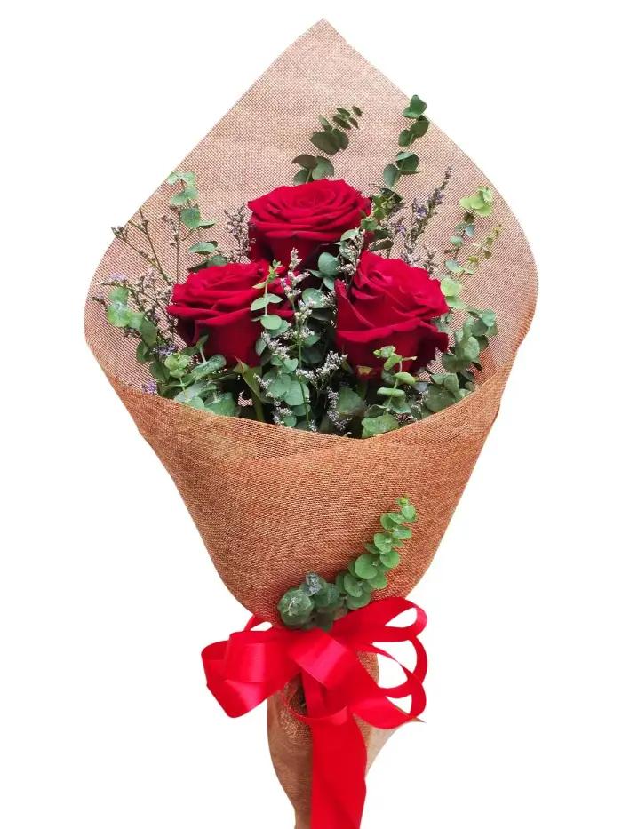 3 stem red Ecuadorian roses bouquet for romantic gift delivery in Batangas