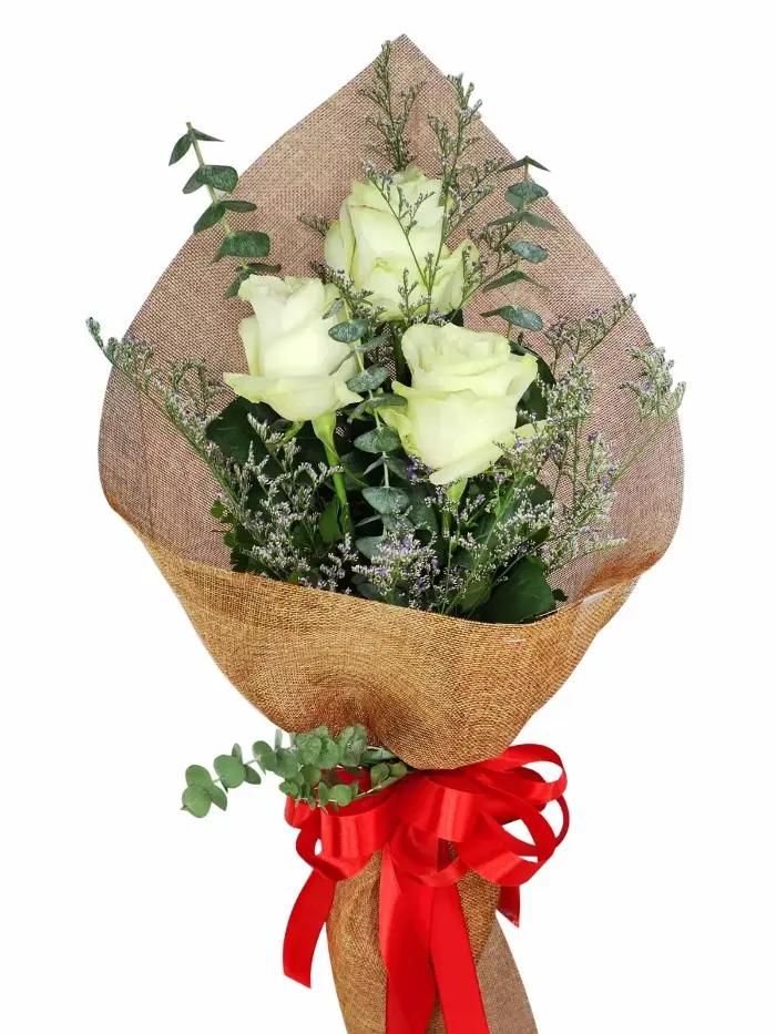 3 stem white Ecuadorian roses bouquet delivery Metro Manila