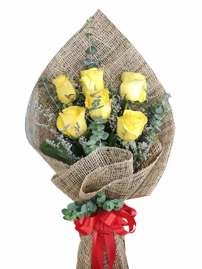 6 stem yellow Ecuadorian roses bouquet for birthday and friendship delivery Bulacan
