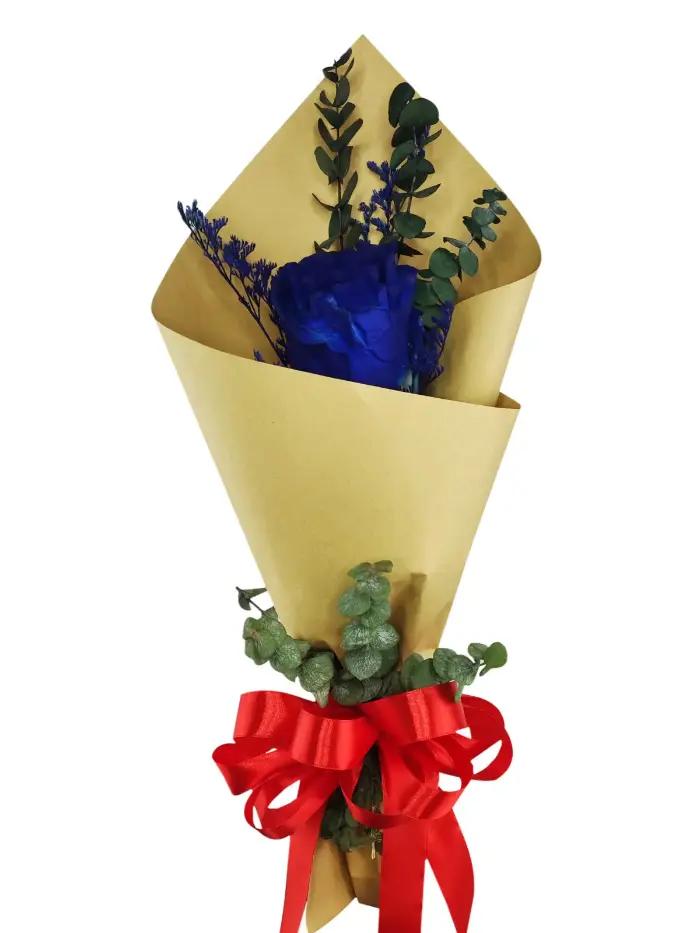 1 Stem Imported Ecuadorian Blue Rose with imported Misty Blue, silver dollar eucalyptus, and local rosal leaves for delivery in Mauway, Mandaluyong City
