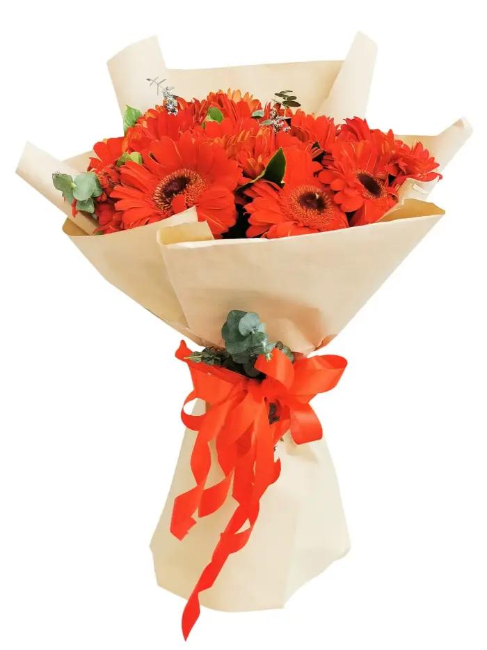 20 pcs vibrant orange gerbera bouquet fresh flowers