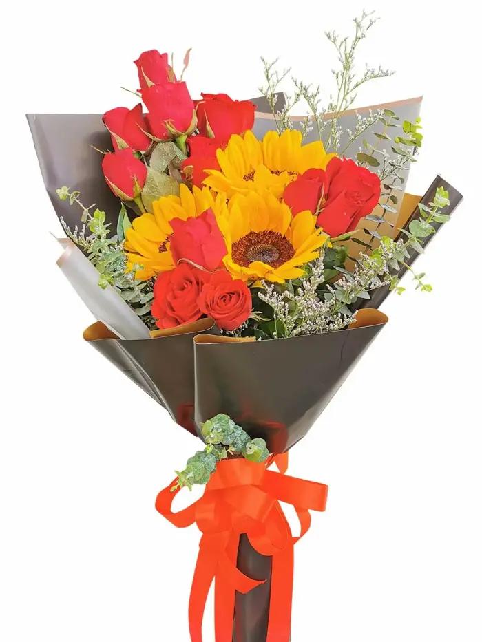roses and sunflower bouquet poblacion caloocan city