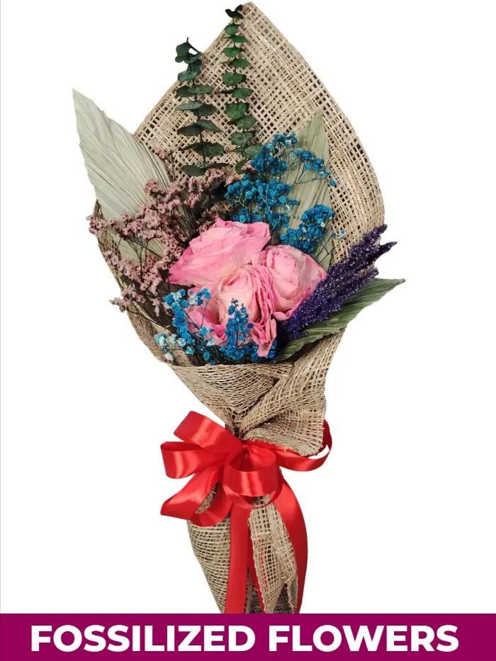 3 Stem Pink Dry Rose Gift Bouquet – Preserved Flower Delivery Cavite