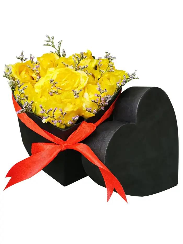 Yellow Royal Rose Heart Box for Valentine’s Day and Anniversary