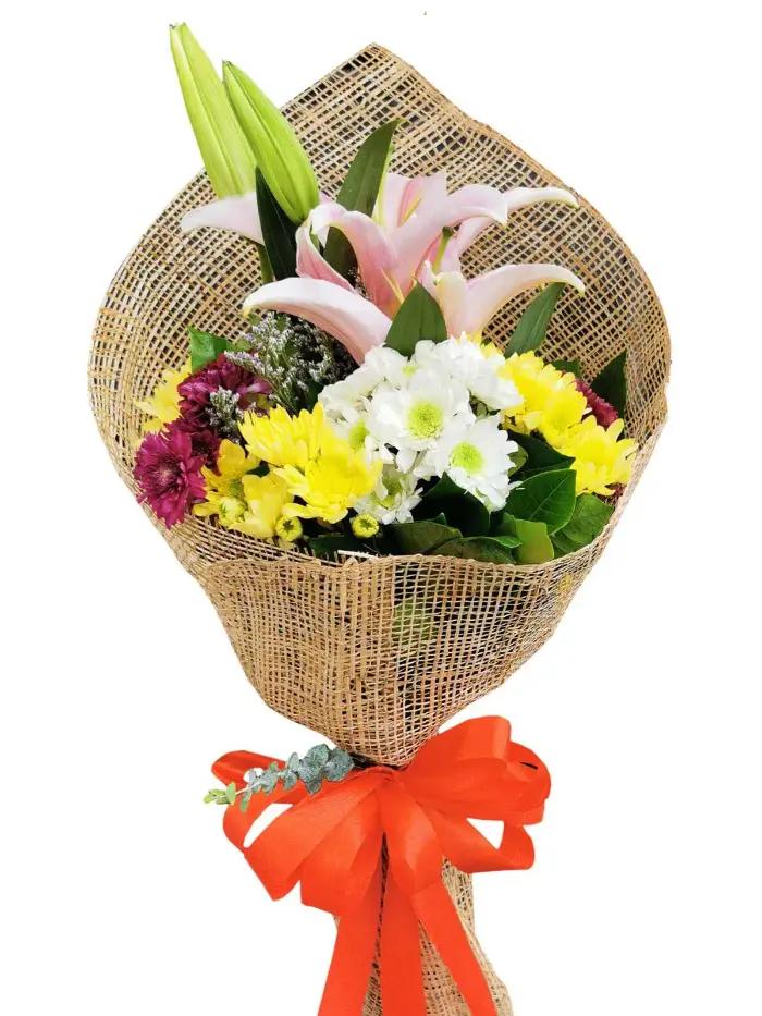 Golden Joy Mixed Flower Bouquet – Fresh Sunflowers, Gerberas & Carnations