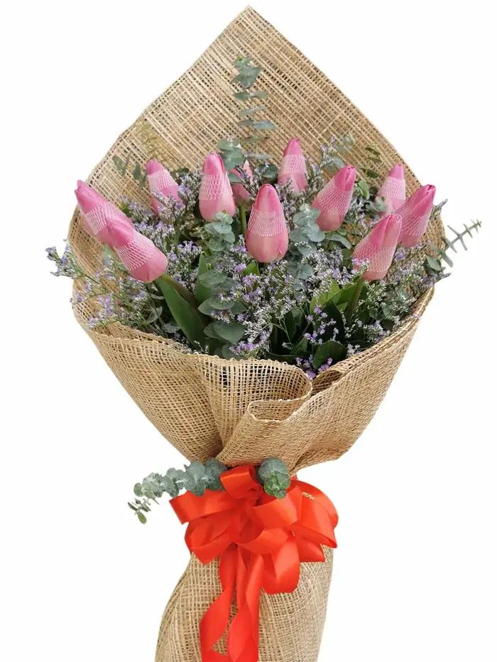 “12 Stem Pink Tulip Bouquet Fresh Flowers Angono Delivery”