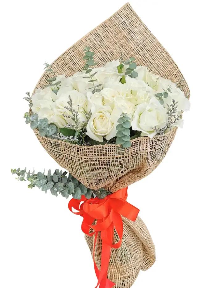 36 white rose bouquet elegant flower gift