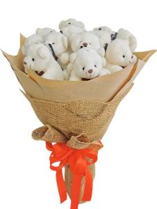 12 White Teddy Bear Bouquet Pampanga 12 white teddy bear bouquet gift Pampanga Philippines