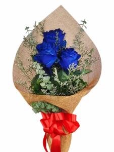 3 Stem Blue Ecuadorian Roses Same Day Delivery Pampanga 3 stem blue Ecuadorian roses bouquet friendship romantic gift delivery