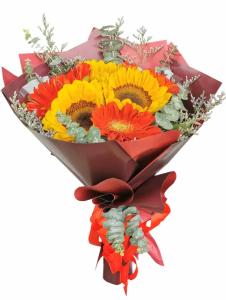 big red mixed flowers bouquet