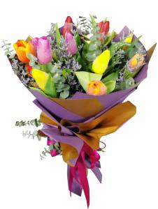 blue bouquet tulips