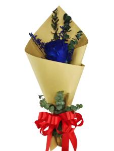 1 Stem Imported Ecuadorian Blue Rose with imported Misty Blue, silver dollar eucalyptus, and local rosal leaves for delivery in Mauway, Mandaluyong City