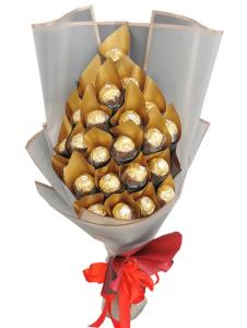 bouquet with red chocolates