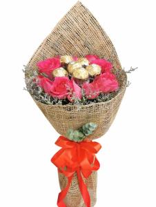 Fresh chocolate flower bouquet with elegant wrapping