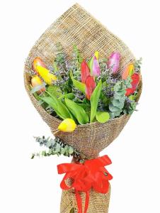 12 Stem Mixed Tulip Bouquet with Red, Yellow, and White Tulips – Fresh Flower Delivery Angono