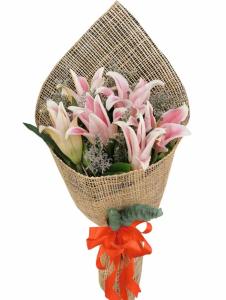6 Pink Stargazer Lily Bouquet – fresh hand-arranged lilies