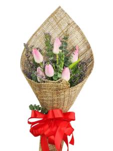 6 Stem Light Pink Tulip Bouquet – Flowers Gift Delivery Batangas 6 Stem Light Pink Tulip Gift Bouquet – fresh tulips delivery Batangas