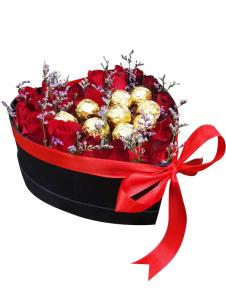 Luxury Red Rose + Chocolate Heart Laguna