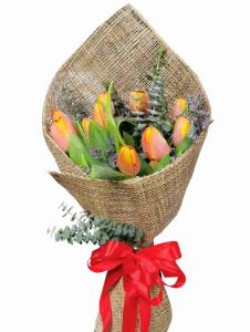 “12 Stem Orange Tulip Bouquet Fresh Flowers Angono Delivery”