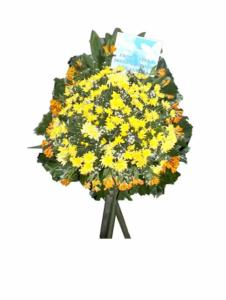 White and Yellow Radus Wooden Funeral Stand