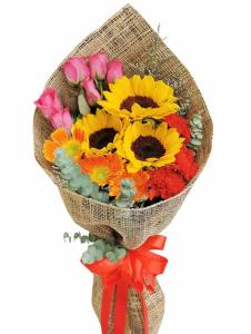 Grand Celebration Mixed Bouquet for Same-Day Delivery in Cavite Grand Celebration Mixed Garden Flower Bouquet – Roses, Gerberas, and Sunflowers for Same-Day Delivery