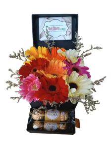 Radiant Smiles Mixed Love Box for Same-Day Delivery in Cavite Radiant Smiles Mixed Love Box – Fresh Roses, Gerberas, and Chocolates for Same-Day Delivery
